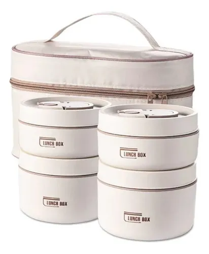 Lonchera Set X4 Porta Comidas Almuerzo Merienda Media Comida Beige Clásico  | MercadoLibre