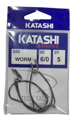 Anzuelos Katashi Offset Worm N 6/0 X5u. Para Gomas Soft 