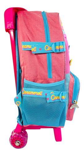 Mochila Ruedas, Llantas Kuromi, Cinnamoroll, Hello Kitty Pri Rosa Liso