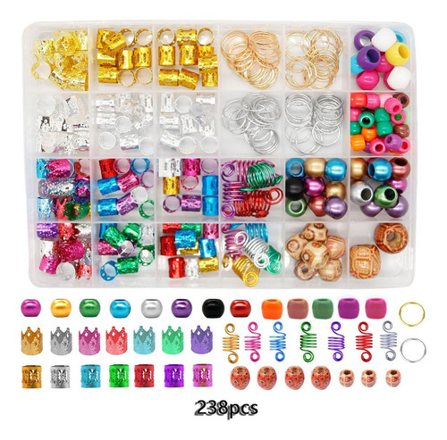 238 Piezas De Cuentas De Rastas, Anillos De Trenza For El