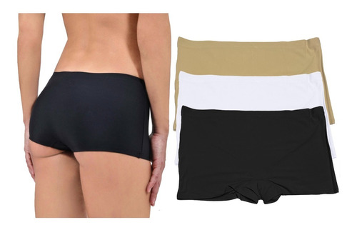 Boxer Sin Costuras (invisible) Pack 3 Pzas Negro Nude Blanco