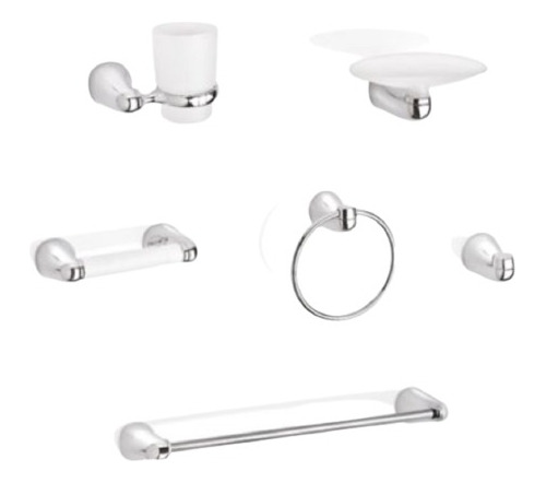 Kit De Accesorios Para Baño Aluvia X6 Piezas Blanco - Cromo