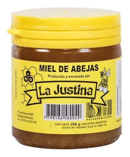 Miel Pura De Abejas La Justina X250grs.