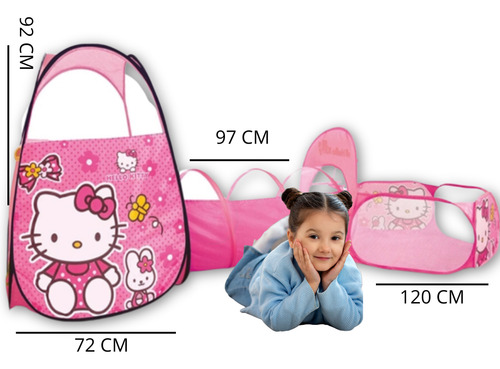 Tunel Alberca De Pelotas Gusano Casa Juegos Hello Kitty Rosa