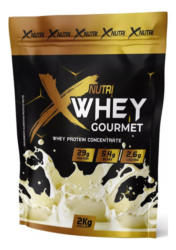 Whey Protein Gourmet 2kg Refil 29g Proteina Sabor Pudim De Leite Condensado