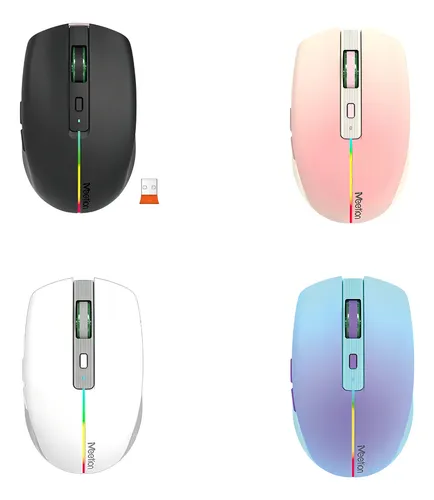 Mouse Inalámbrico Meetion Btm002 Luz Led 6 Botones Febo Color Blanco