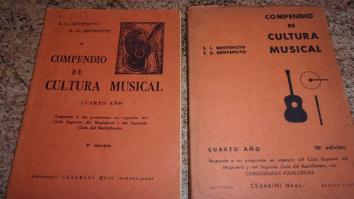 Antiguo 1958 Compendio De Cultura Musical 4 Benvenuto. $ X 2