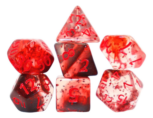 7 Piezas De Dados Poliédricos D6 D4 D8 D10 D12 D20 Rojo