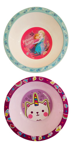 Plato Hondo Infantil Frozen Y Unicornio  Cresko Original