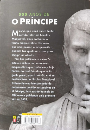 Imagem 3 de 3 de Livro 500 Anos De O Príncipe Nicolau Maquiavel Capa Brochura