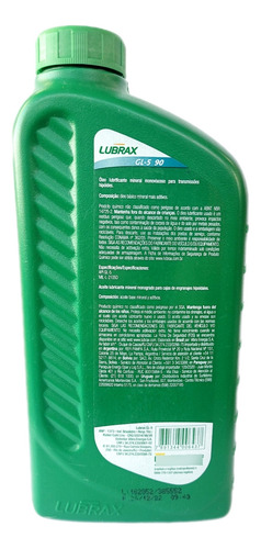 Oleo Diferencial Eixo Cardan Transmissao Sae 90 1l Lubrax