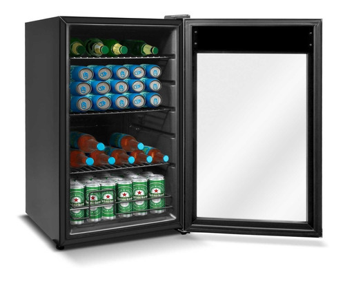 Frigobar 2.4pies Refigerador Digital Tactil Luz Led 85 Latas Color Negro