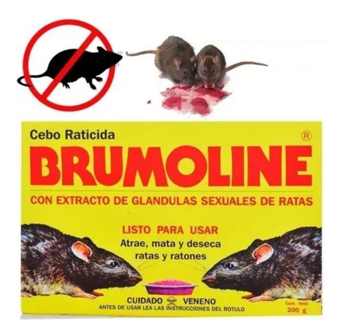 Veneno Ratas Roedores Brumoline X100grs Raticida Mata Deseca