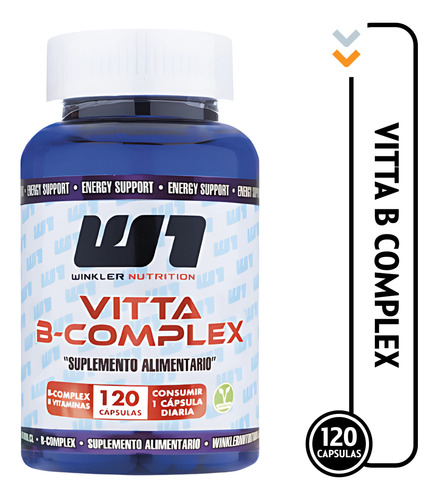 Vitta B Complex Winkler Nutrition Vitaminas - Frasco 120 Cap Sin Sabor