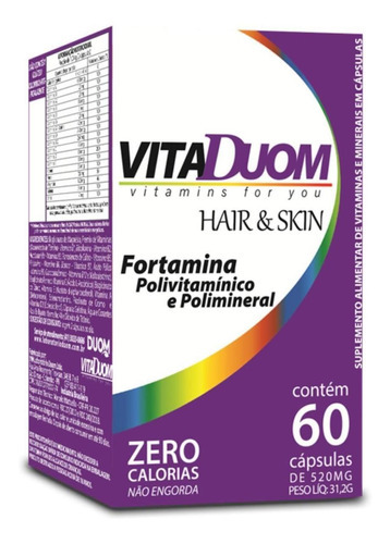 Vitaduom Hair & Skin Fortamina Cabelo Pele Unhas 60caps