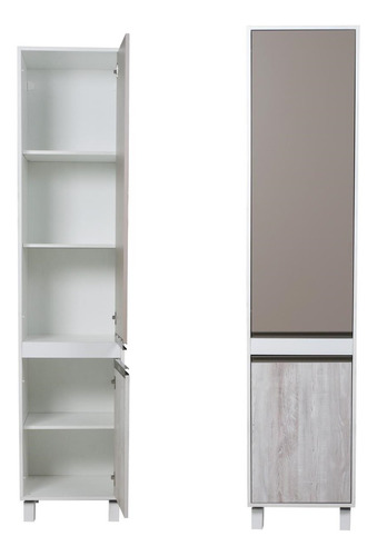 Combo Bajo Mesada 140 Cm Ricchezze Sorrento + Alacena 140 Cm + Tolva Despensero 210x45 Cm + Mesada Johnson Acero Inoxidable Bacha Simple