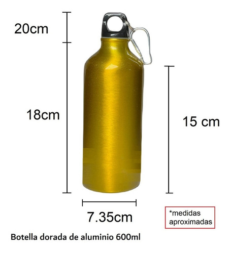 Botella Dorada 600 Ml Sublimacion Sublimar Tlp 30pz Aluminio