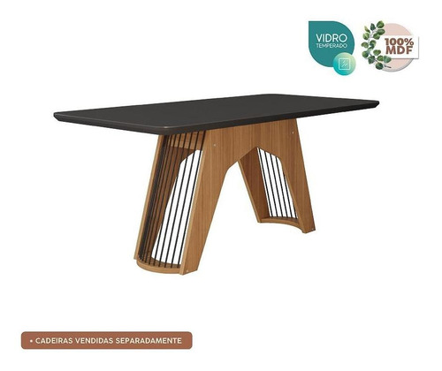 Mesa Para Sala De Jantar Paloma 1,80 Nature Chumbo