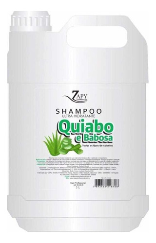 1 Shampoo Lavatorio Salão Quiabo E Babosa 5 Litro  Zapyle