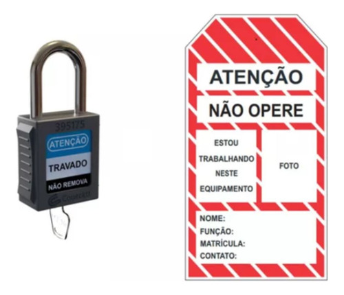 Kit C/ Cadeado Haste Metálica E Cartão De Identificação-loto