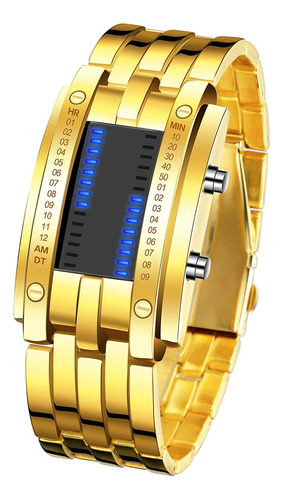 Reloj Para Hombre Tiempo Binario Pantalla Led 50m Banda De A