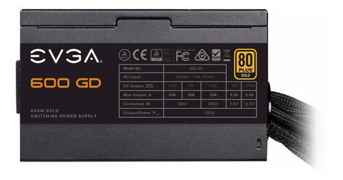 Imagen 2 de 3 de Fuente de poder para PC Evga GD Series 600 GD 600W negra 100V/240V