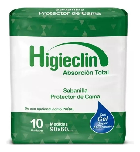 Sabanilla Protector De Cama 90x60 Higieclin Con Gel 10 Und