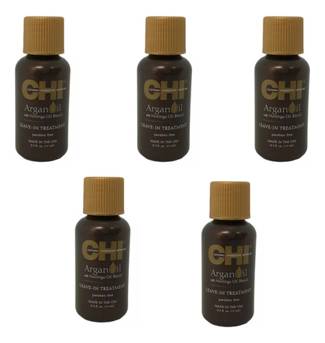 Kit 5 Gotas De Seda Chi Arganoil Leave-in Tratamiento 15 Ml 