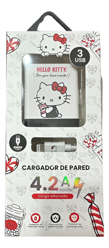Cargador De Pared Para iPhone 3usb Hello Kitty