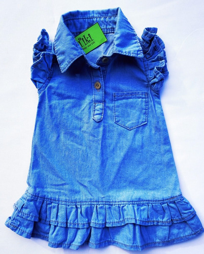 Vestido Jeans Tiki Niña Infantil Celeste Talles 0 Al 6