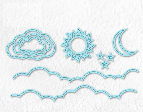 Scrapbooking Set De 9 Troqueles - Bordes, Nubes, Sol Y Luna