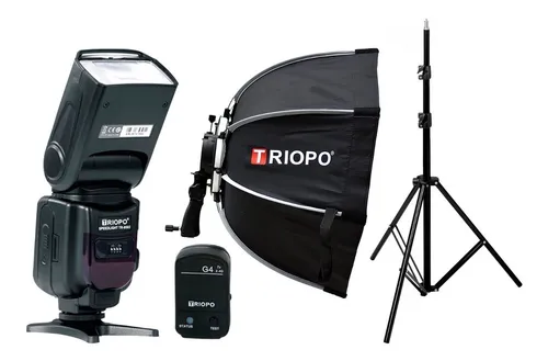 comprar Kit Flash Triopo 950ii Disparador Columna Hexa Soft Box 55cm
