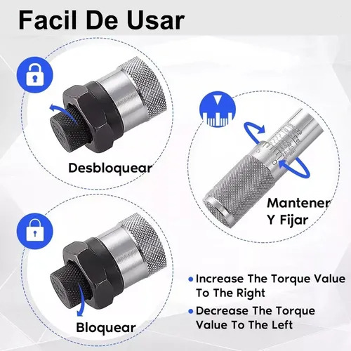 Juego De Llave Dinamométrica Ajustable De Clic De 1/2 Pulgad