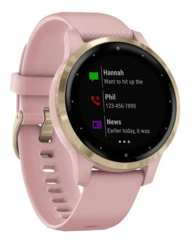 Imagen 3 de 5 de Smartwatch Garmin Vivoactive 4S 1.1" caja 40mm de polímero reforzado con fibra dust rose, malla dust rose de silicona y bisel light gold de acero inoxidable