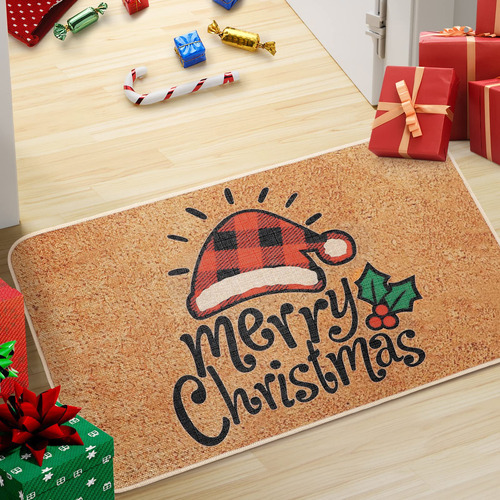 Tapete Decorativo Para Puerta Navidad Antideslizante Lavable