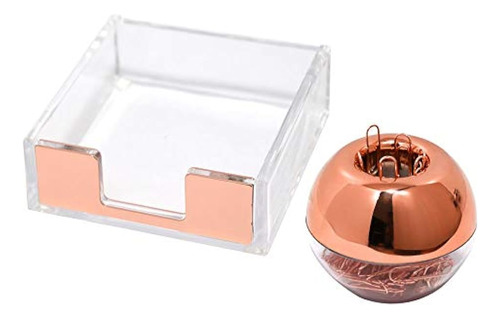 Buqoo Clear Sticky Memo Pad Holder 100 Rose Gold Magnetic Pa