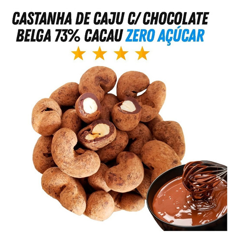 Dragee Castanha Caju Chocolate Zero Açúcar 500g Sem Glútem