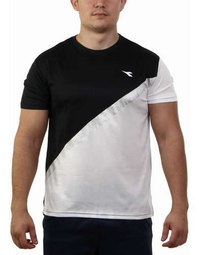 Diadora Hombre Dry Fit T-shirt Contrast - Black/white