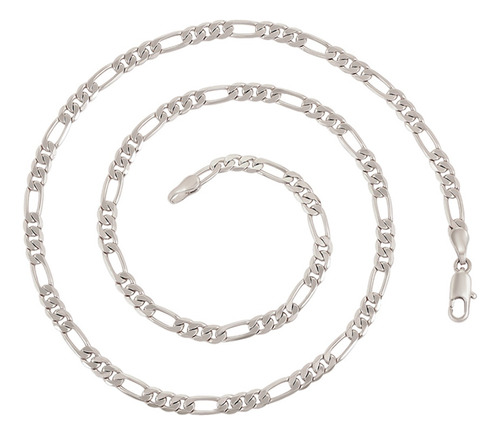 Cadena Figaro Oro 14k Laminado Blanco 50cm X 4mm Regalo Moda