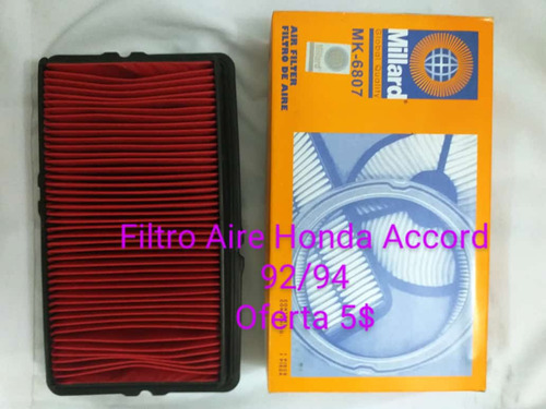 Filtro Aire Honda Accord 92 93 94