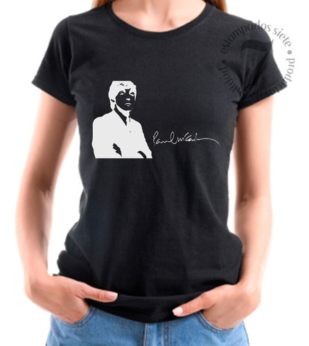 Polera De Dama Paul Mccartney The Beatles Autógrafo, Silueta