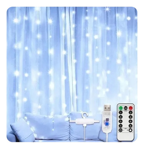 3 Cortinas Serie Luces 300 Led Decorativas Usb 8 Modelo 3x3m