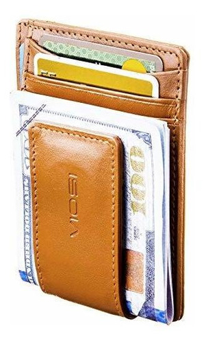 Billetera De Cuero Viosi Con Clip Para Dinero Para Hombre, T