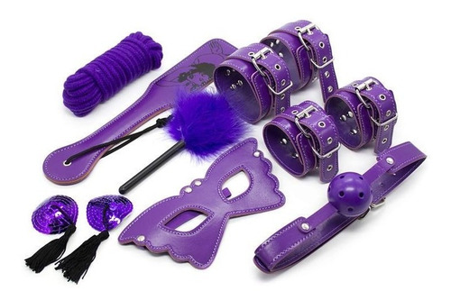 Kit Bdsm Morado 7 Piezas Incluye Cuerda Bondage