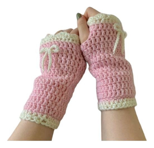 Mitones Guantes Sin Dedos Coquette Aesthetic Crochet Kawai