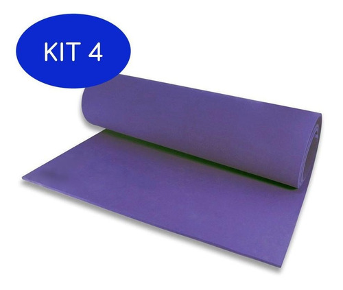 Kit 4 Tapete Yoga Pilates - Yoga Mat 1,80x0,55m - Lilas