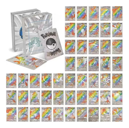 Mewtwo Gx +54 Cartas Pokémon Vmax Gx Vstar Rainbow Prateadas Idioma Inglês Vmax Gx V União De Aliados Shiny Brilhantes Holográficas