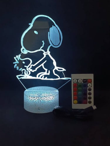 Lampara Led 3d Snoopy 16 Colores