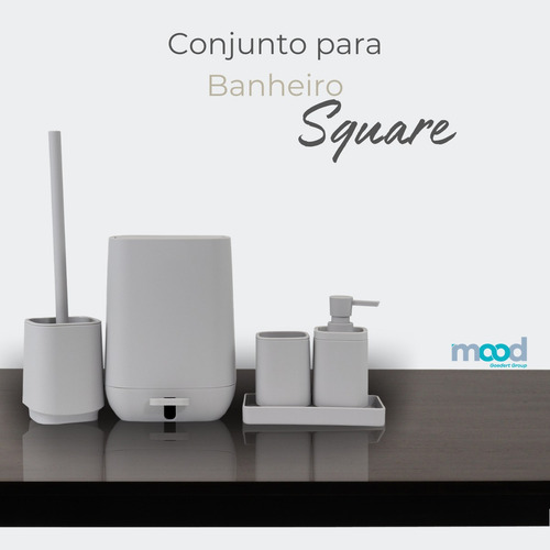 Conjunto Kit Para Banheiro Lavabo C/5pçs Square Lixeira 3l