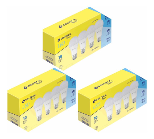 3 Pack De 4 Focos De 14w Luz Fría Volteck